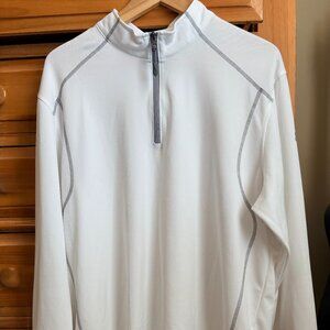 Men's Under Armour White with Gray Piping  All Season Quarter Zip Size XL Loose